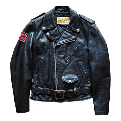 Pre-owned Schott Leather Jacket In Black