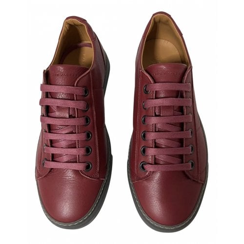 Pre-owned Marc Jacobs Leather Low Trainers In Burgundy