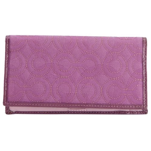 Pre-owned Coach Cloth Wallet In Purple
