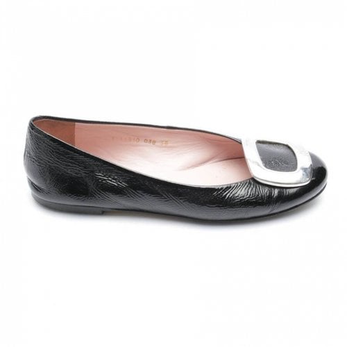 Pre-owned Pretty Ballerinas Leather Flats In Black