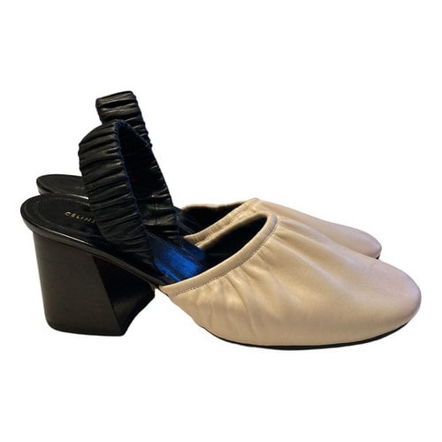 Pre-owned Celine Soft Ballerina Leather Heels In Ecru