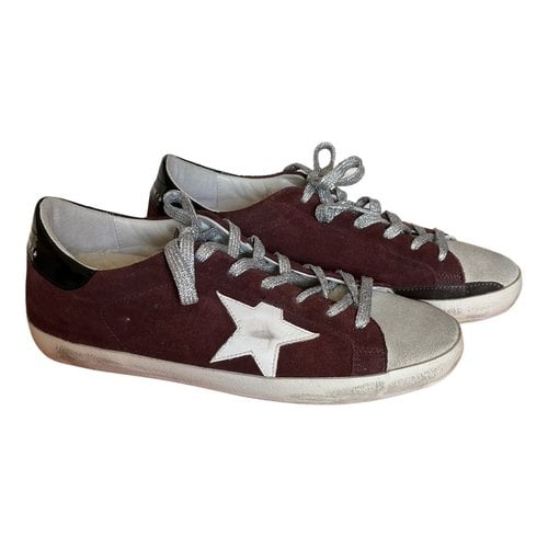 Pre-owned Golden Goose Trainers In Burgundy