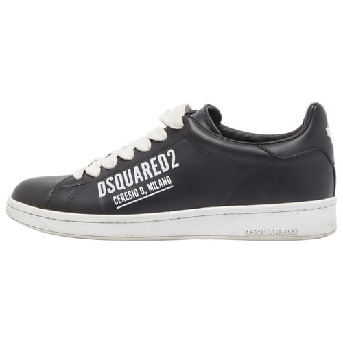 Pre-owned Dsquared2 Leather Trainers In Black
