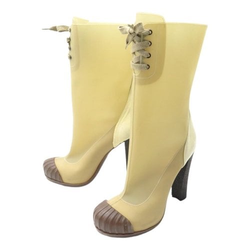Pre-owned Fendi Ankle Boots In Beige