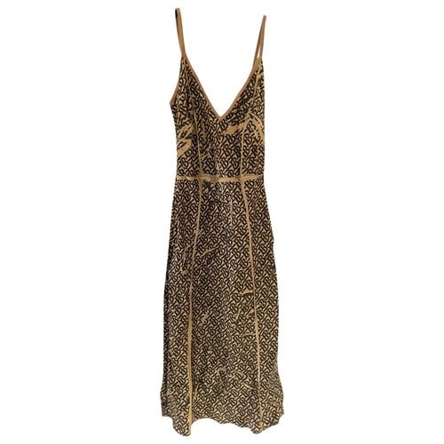 Pre-owned Burberry Silk Mid-length Dress In Brown