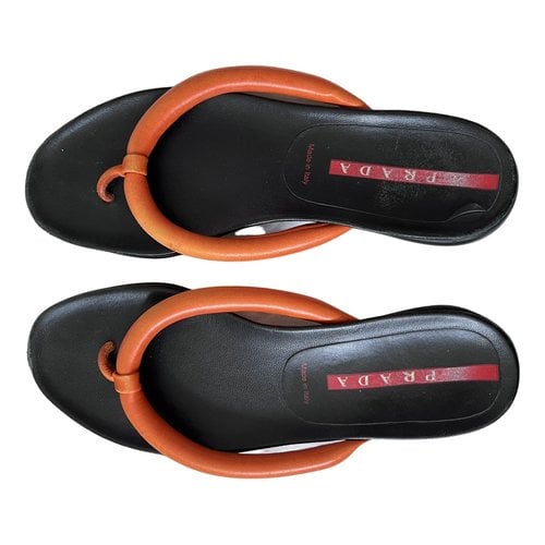Pre-owned Prada Leather Flip Flops In Orange