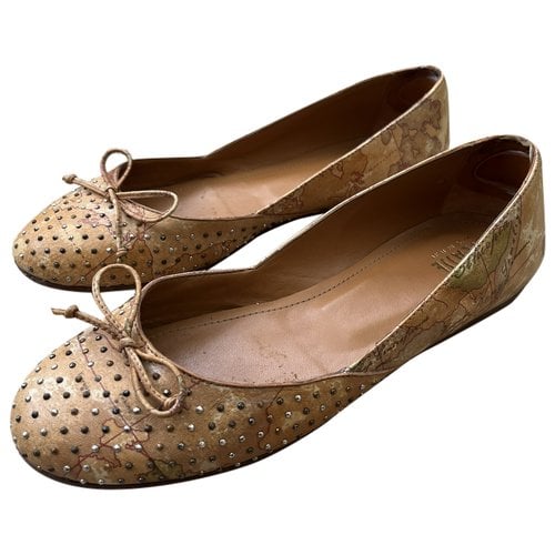 Pre-owned Alviero Martini Leather Ballet Flats In Brown