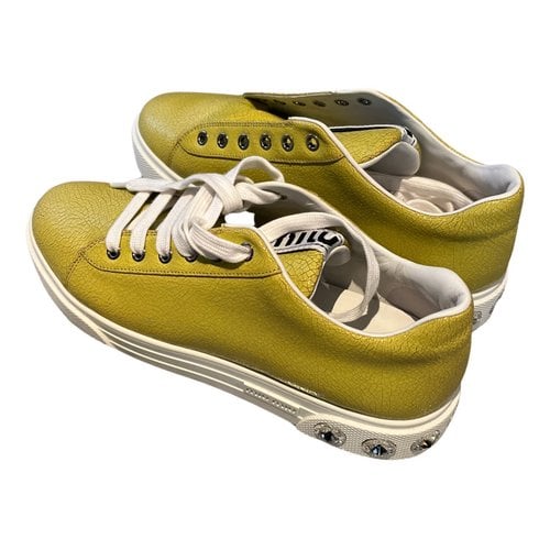 Pre-owned Miu Miu Leather Trainers In Yellow