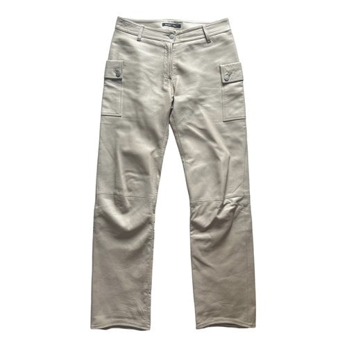 Pre-owned Helmut Lang Leather Trousers In Beige
