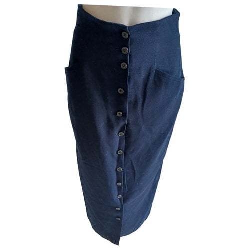 Pre-owned Emporio Armani Wool Maxi Skirt In Navy