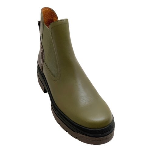Pre-owned See By Chloé Leather Ankle Boots In Green