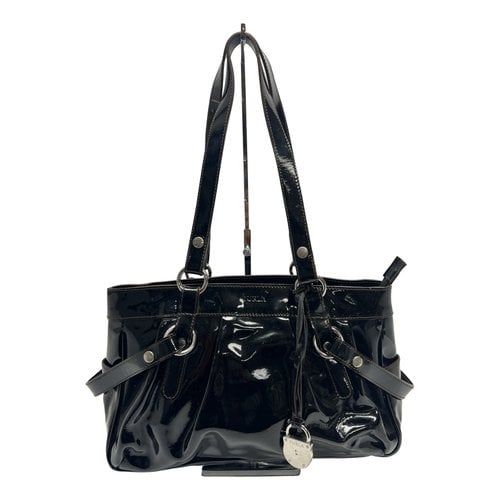 Pre-owned Furla Patent Leather Handbag In Black