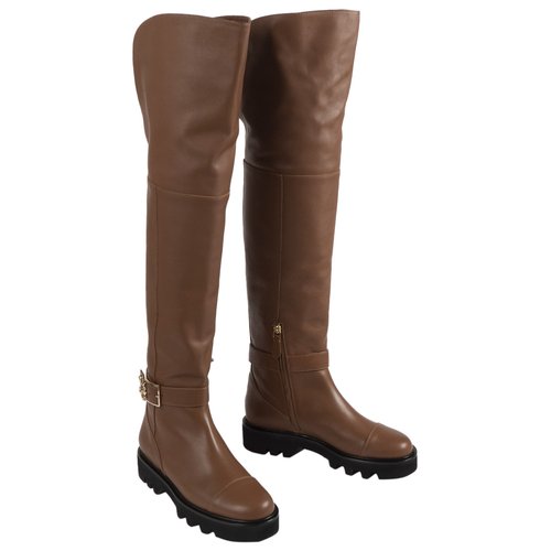 Pre-owned Elie Saab Leather Boots In Camel