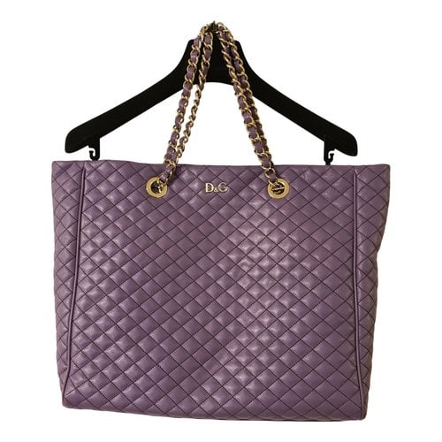 Pre-owned D&g Leather Tote In Purple