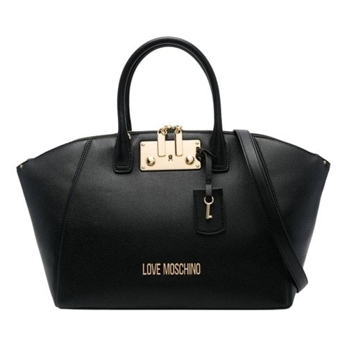 Pre-owned Moschino Love Faux Fur Tote In Black
