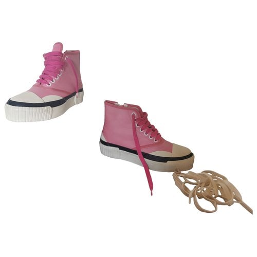 Pre-owned Julien David Leather Trainers In Pink