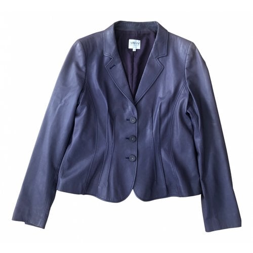 Pre-owned Armani Collezioni Leather Jacket In Purple