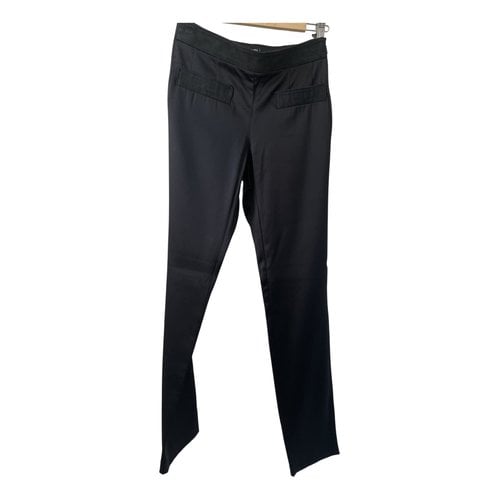 Pre-owned Chanel Silk Straight Pants In Black