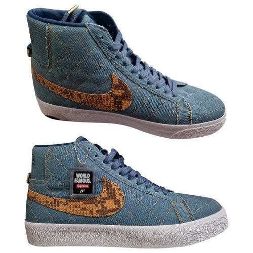 Pre-owned Nike X Supreme Cloth High Trainers In Blue