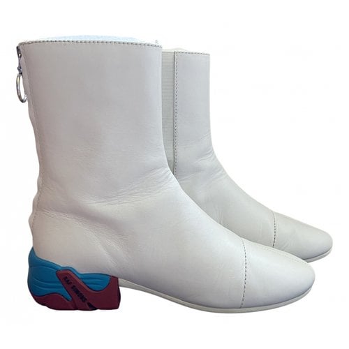 Pre-owned Raf Simons Leather Ankle Boots In White