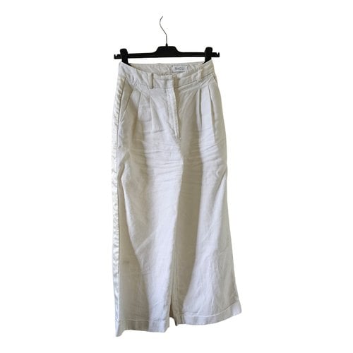 Pre-owned Racil Linen Straight Pants In White