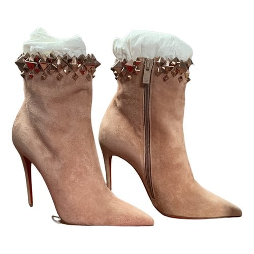 Pre-owned Christian Louboutin Ankle Boots In Pink