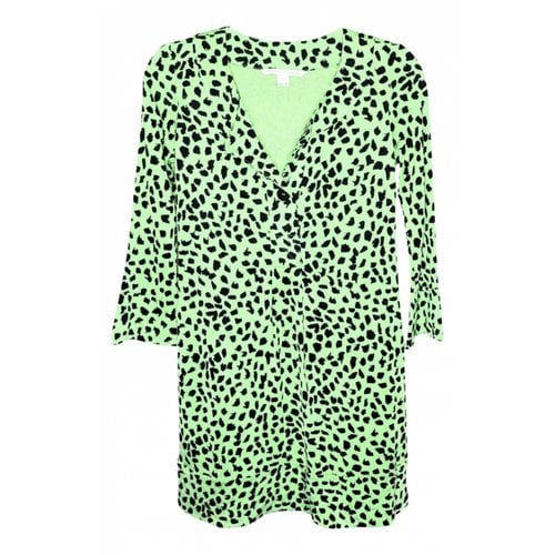 Pre-owned Diane Von Furstenberg Silk Mini Dress In Green