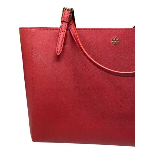 Pre-owned Tory Burch Leather Tote In Red