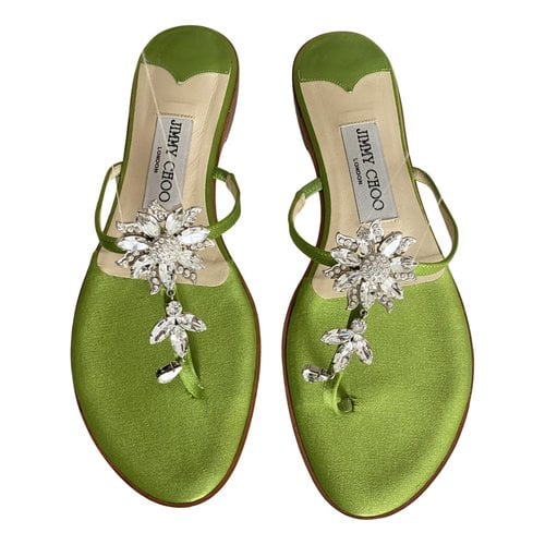 Pre-owned Jimmy Choo Cloth Mules In Green