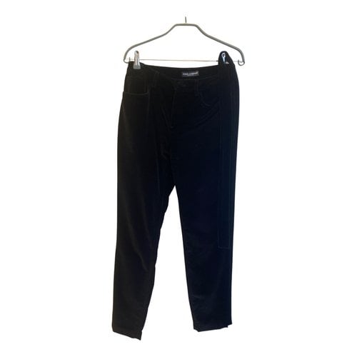 Pre-owned Dolce & Gabbana Velvet Straight Pants In Black