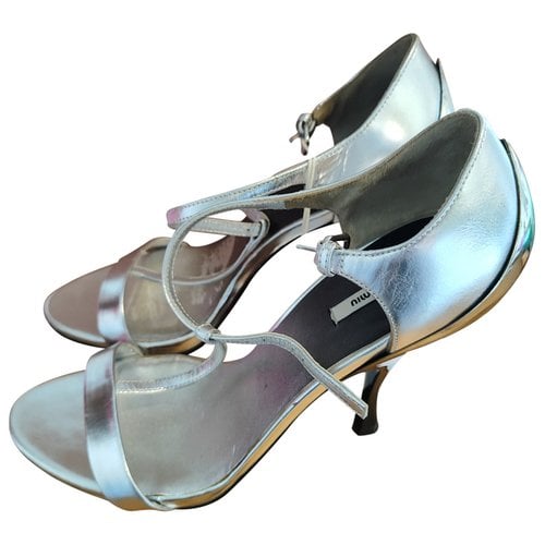 Pre-owned Miu Miu Leather Sandals In Silver