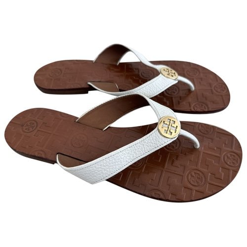 Pre-owned Tory Burch Leather Flip Flops In White