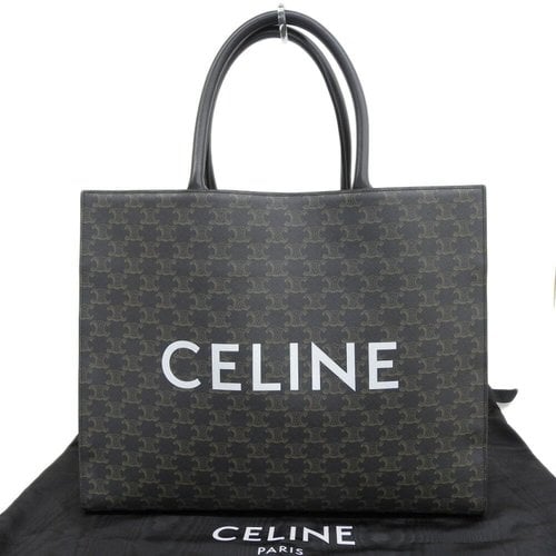 Pre-owned Celine Triomphe Long Cloth Handbag In Black