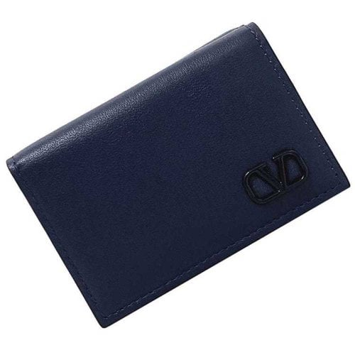 Pre-owned Valentino Garavani Leather Wallet In Blue