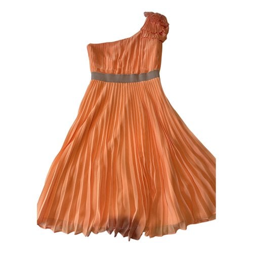 Pre-owned Bcbg Max Azria Silk Mid-length Dress In Orange