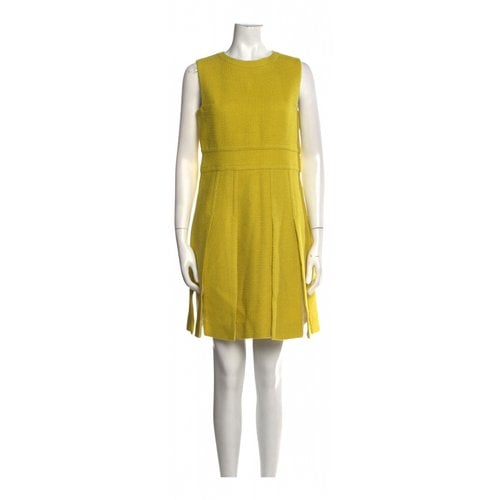 Pre-owned Diane Von Furstenberg Tweed Mid-length Dress In Yellow