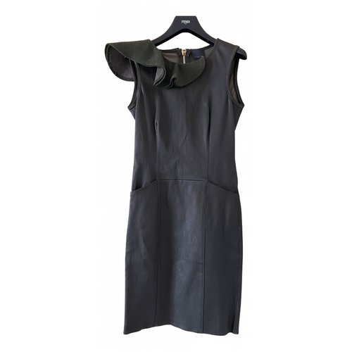 Pre-owned Fendi Leather Mid-length Dress In Brown