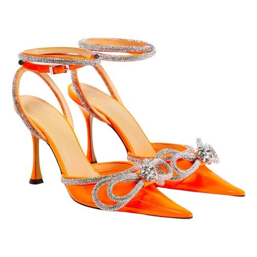 Pre-owned Mach & Mach Glitter Heels In Orange