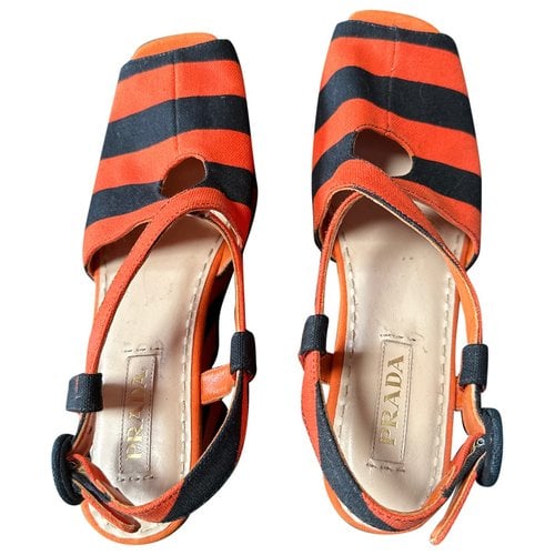 Pre-owned Prada Cloth Sandals In Orange