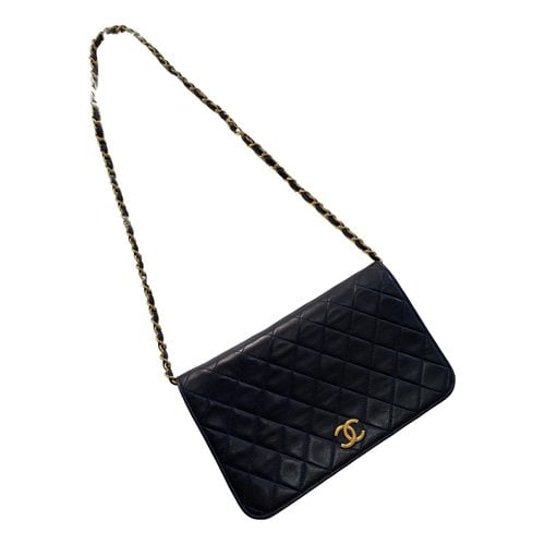 Pre-owned Chanel Wallet On Chain Leather Handbag In Black