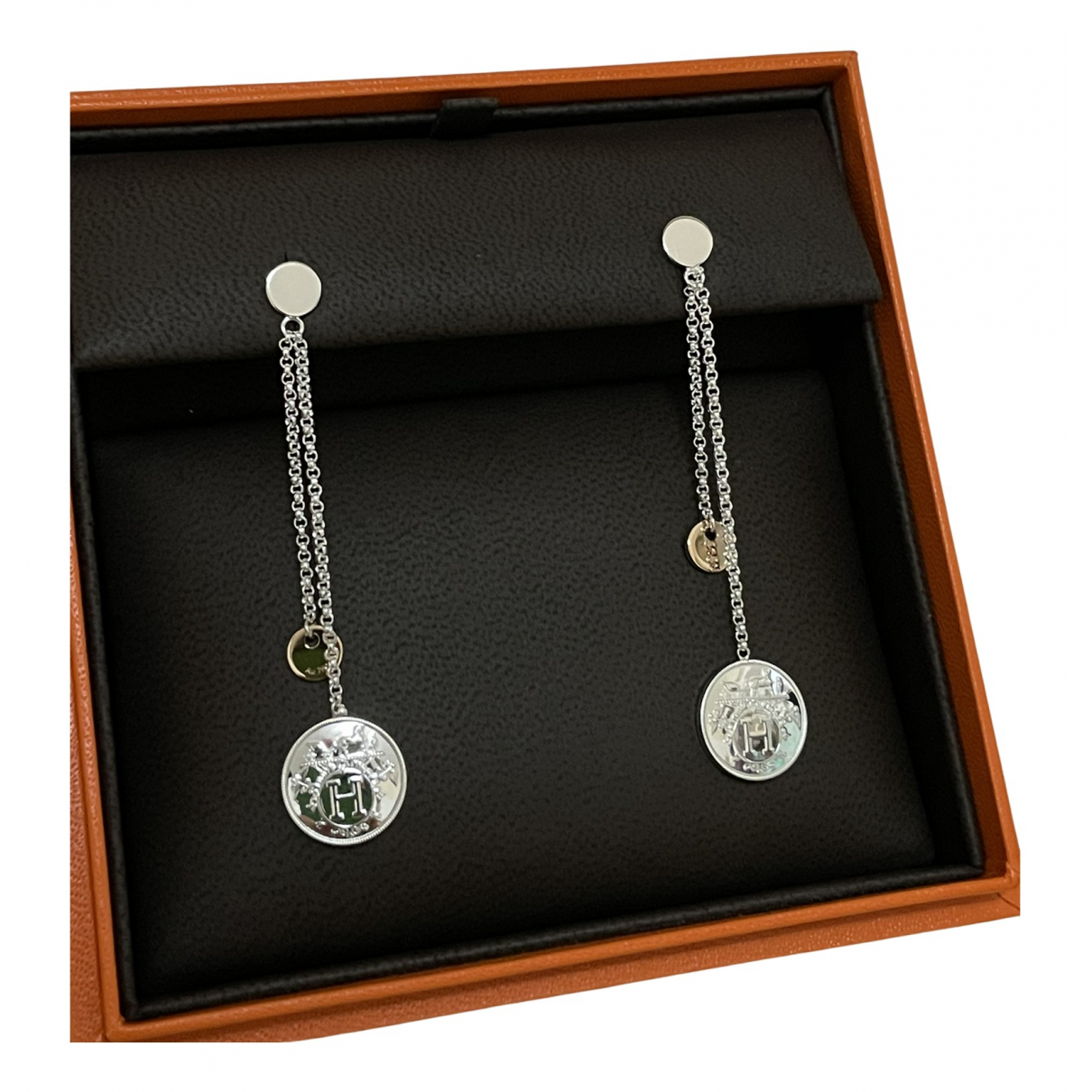 image of Hermès Ex-Libris silver earrings