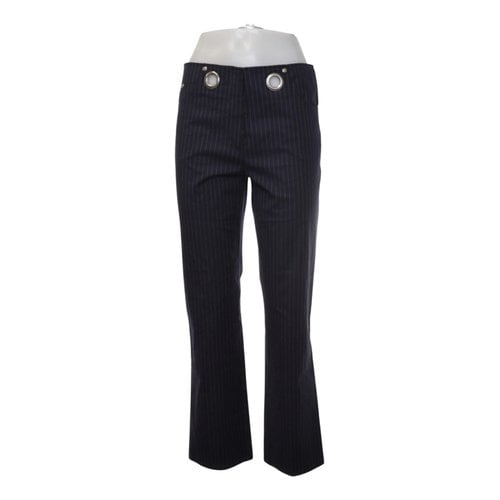 Pre-owned Miaou Wool Straight Pants In Navy