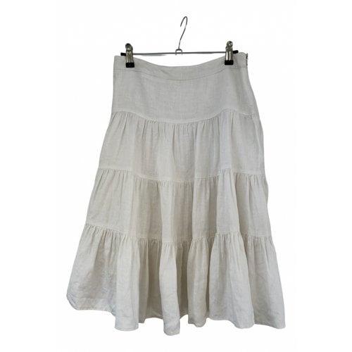 Pre-owned Versace Linen Mid-length Skirt In White