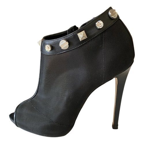 Pre-owned Le Silla Cloth Ankle Boots In Black