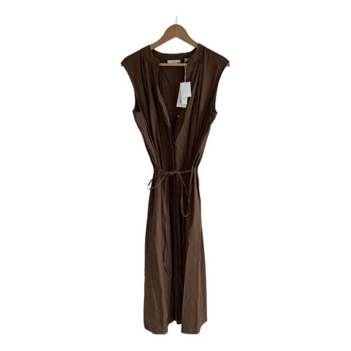 Pre-owned Vince Linen Mid-length Dress In Brown