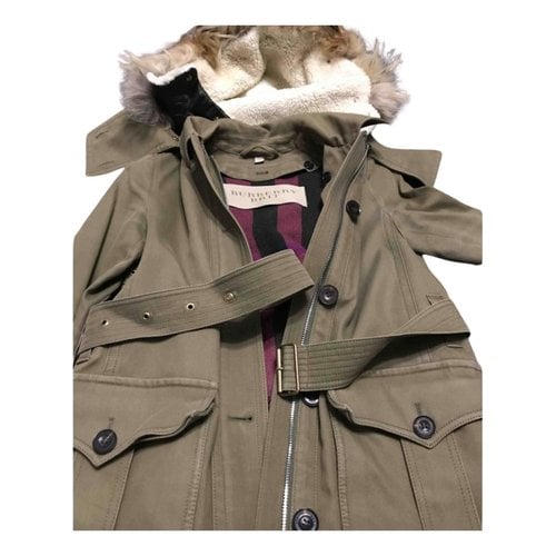 Pre-owned Burberry Wool Parka In Khaki