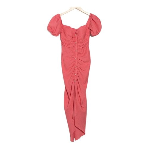Pre-owned Ronny Kobo Linen Mid-length Dress In Pink