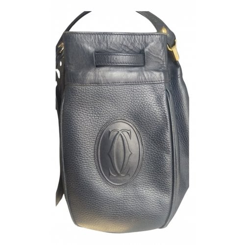 Pre-owned Cartier Leather Crossbody Bag In Navy