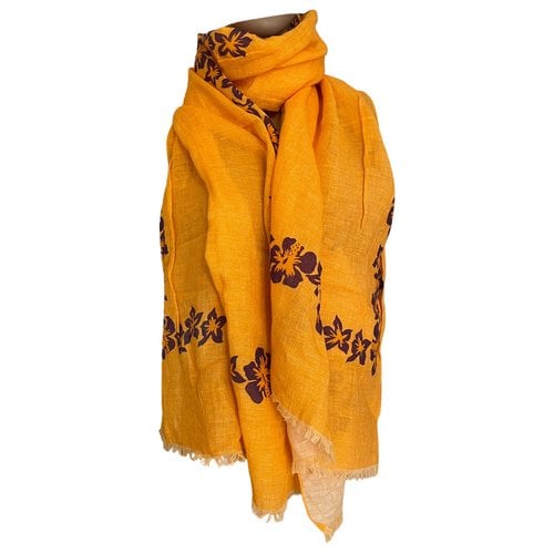 Pre-owned Max Mara Linen Scarf In Yellow