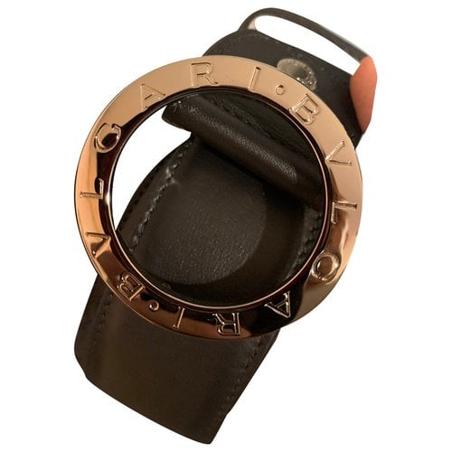 Pre-owned Bvlgari Leather Belt In Black